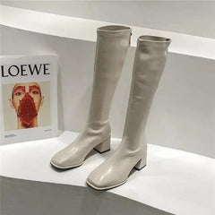 Long Boots Women New Boots Spring and Autumn Casual 5cm Thick Heel Solid Botas Femme Shoes Knee High Knight Botas De Mujer