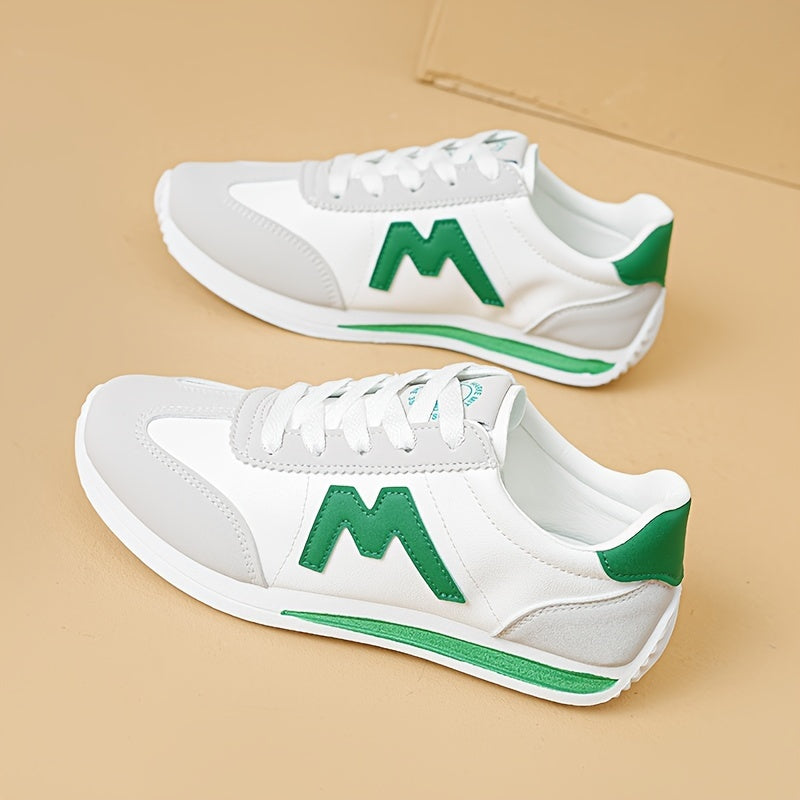 Women's Letter Decor Sneakers, Casual Lace Up Outdoor Shoes, Comfortable Low Top Shoes