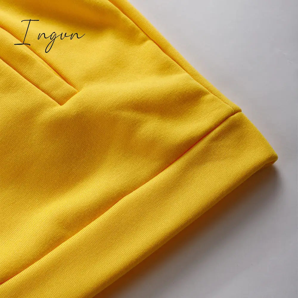 Ingvn - Women Fleece Letter Print Two Piece Set Casual Long Sleeve Hoodie Sweatshirts And Jogging Pants Suits Loose Female Tracksuits