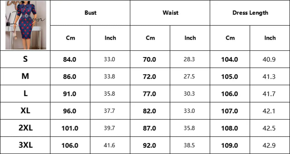 Ingvn - Elegant Office Dresses for Ladies 2023 Business Dot Printed High Waisted Short Sleeve Mid Calf Fashion Work Wear Cloth Dress OL