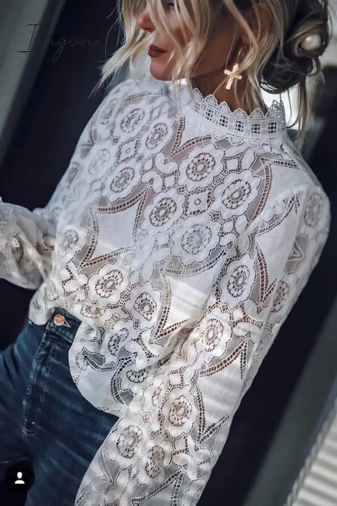 Ingvn -  Solid Lace Tops(2 Colors)