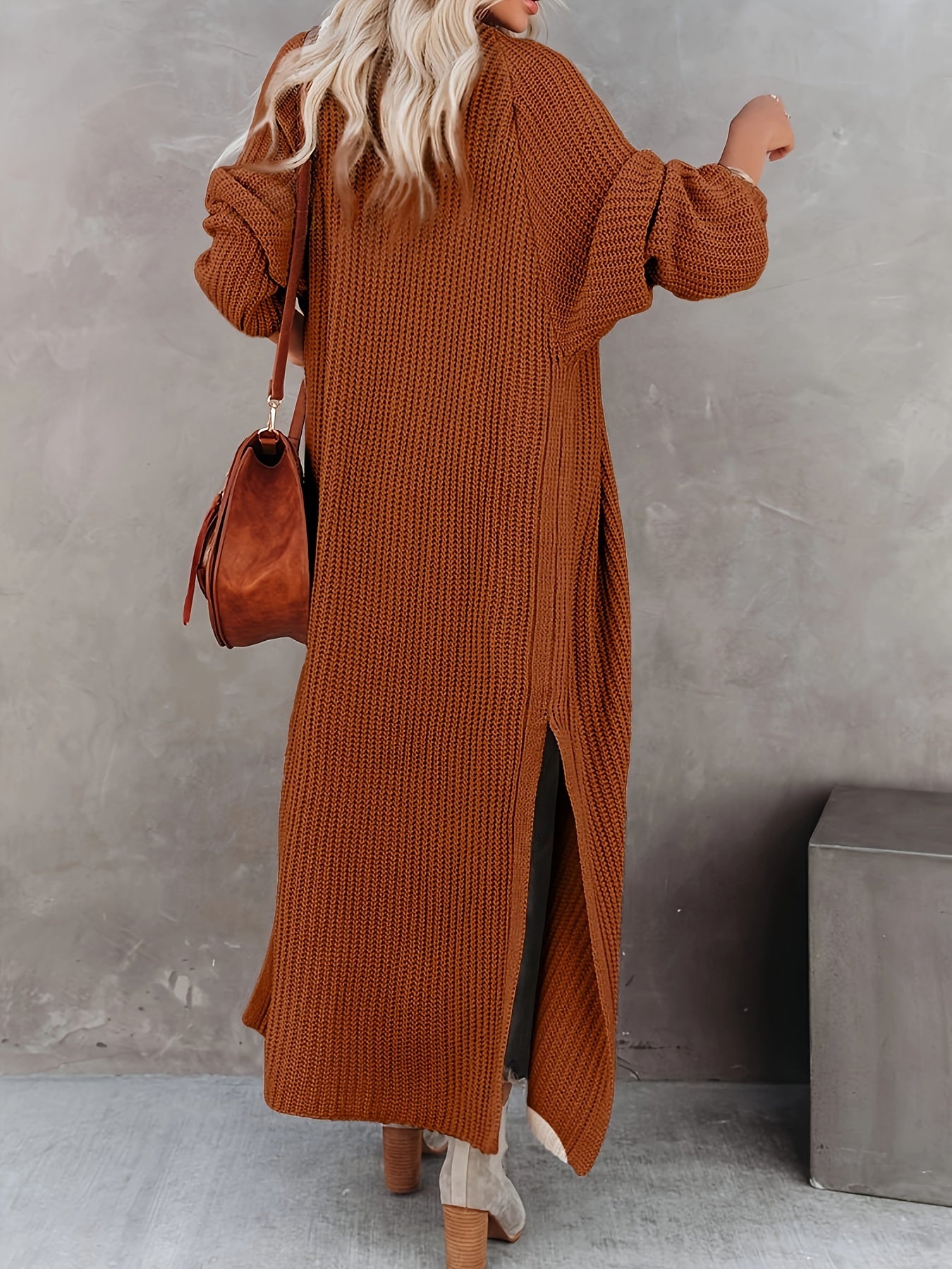 Stylish & Cozy Open Front Cardigan - Long Sleeve, Stretch Knit, Solid Color, Perfect for Autumn/Winter