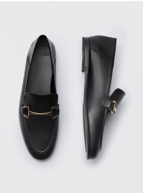Withered 2026shoes women england style office lady simple solid genuine leather Sheepskin soft Lok shoes loafers shoes for women