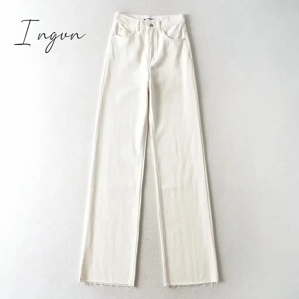 Ingvn - Casual Fashion Straight Leg Women's Jeans Denim Bottom Harajuku Boyfriend Long High Waist Baggy Jeans Fall Pants