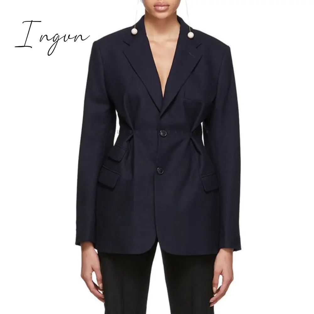 Ingvn - Streetwear Tunic High Waisted Long Sleeve Black Pink Blazer Coat Women Autumn Female Fashion Clothing New