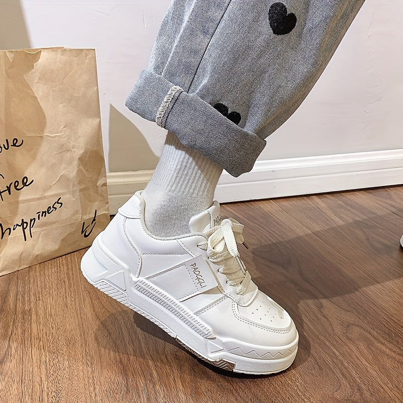 Womens Fashionable Platform Skate Sneakers - Stylish & Comfortable Low Top Shoes - Durable for Outdoor Adventures, Perfect for Students & Preppy Casual Wear