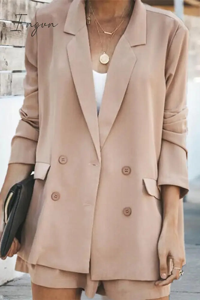 Ingvn - Casual Solid Patchwork Turn-back Collar Outerwear