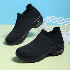 ComfortFit Women's Slip-On Road Running Shoes - Ultra-Breathable Knit Fabric Upper, Plush Cushioned PU Sole with Air Cushion Support for All-Day Comfort and Superior Shock Absorption - Ideal for Jogging, Fitness, and Casual W
