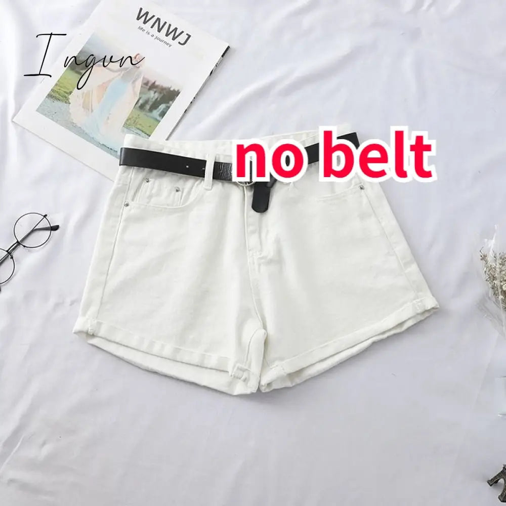 Ingvn - Shorts Women Chic All-match Korean Casual Basic Simple Harajuku Teens Denim Short Trouser Basic Loose Wide-leg Womens Clothing