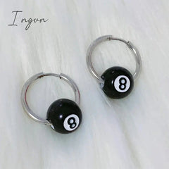 Trend Black-8 Hoop Earrings Grunge y2k Jewelry Charms Earrings for Women Men Korean Fashion Lovers Accessories Punk Hip Hop