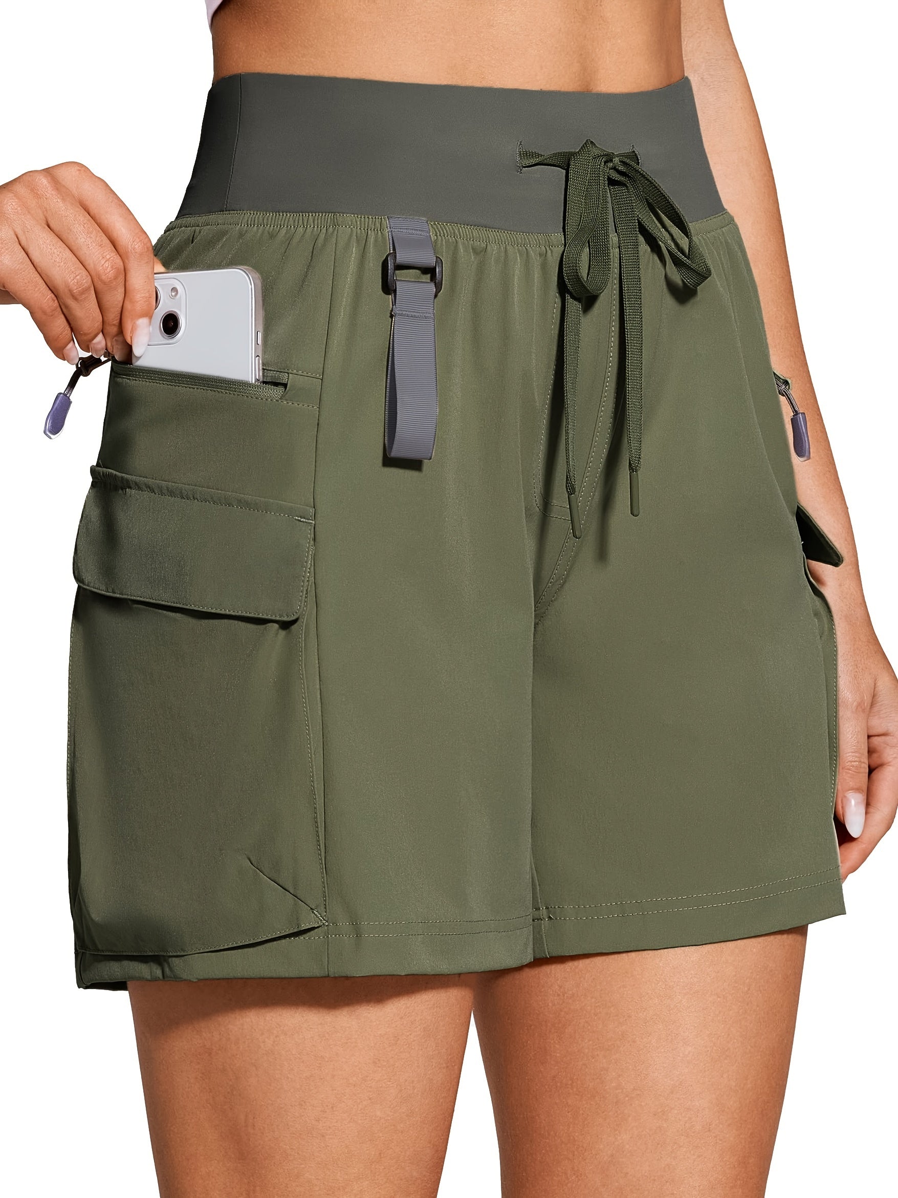 Breathable Womens Quick-Dry Cargo Shorts - Lightweight with Spacious Side Pockets for Active Outdoors