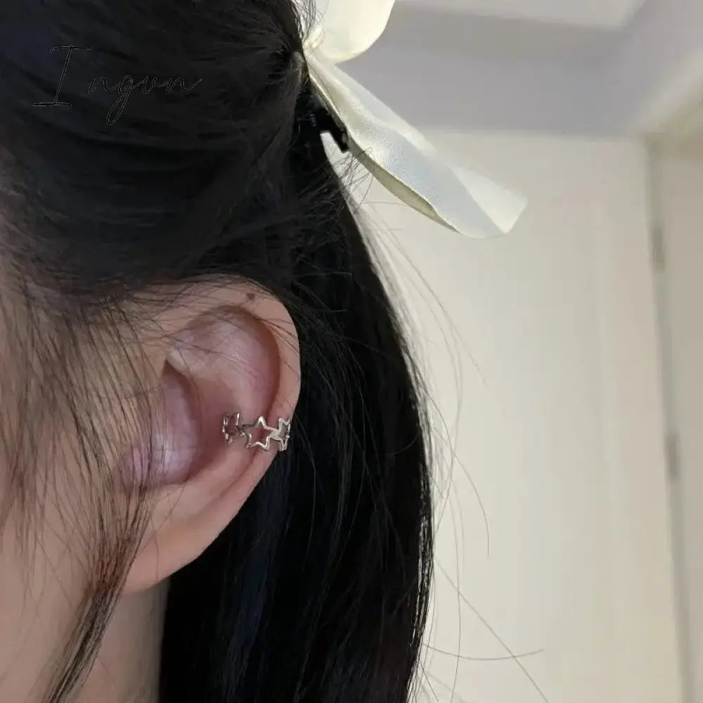 New Pentagonal Star Ear Clip Earrings for Women Girl New Gothic Y2K Punk Design Earring Simple y2k Jewelry Wholesale 1pc