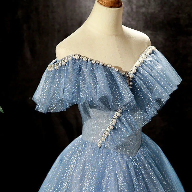 Sky Blue Prom Dresses Beaded long Sexy Evening Dresses New Design Party gown Sequines Evening Vestidos