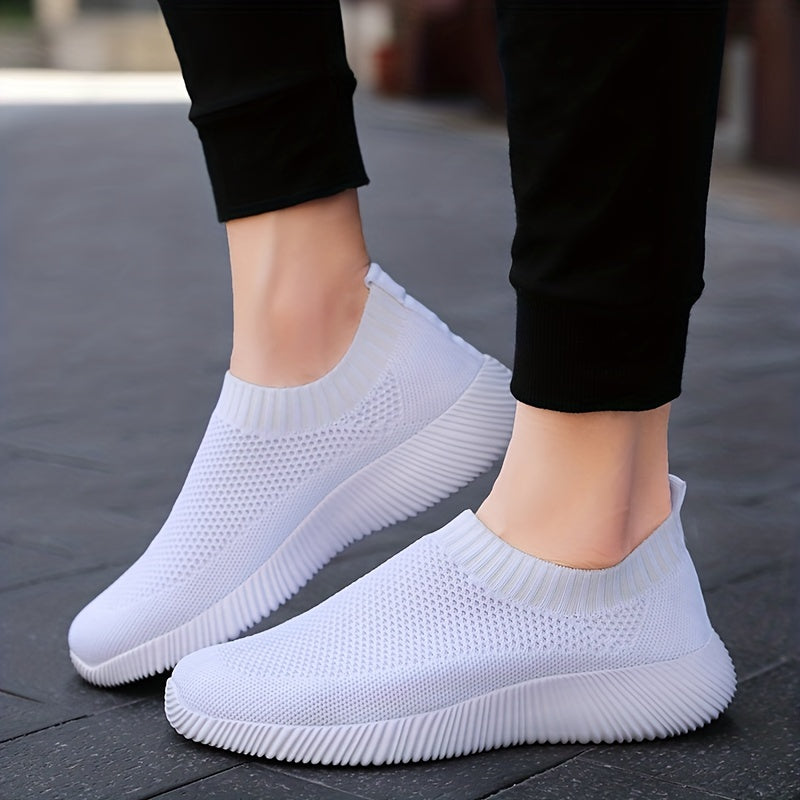 Women's Breathable Mesh Sneakers, Casual Slip On Outdoor Shoes, Lightweight Low Top Shoes plus size