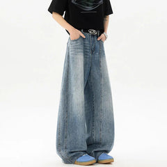 Wide Leg Washed Baggy Loose Fit High Waisted Vintage Denim Jeans Casual Streetwear Trendy Stretch Comfy Women Men Unisex Fashion