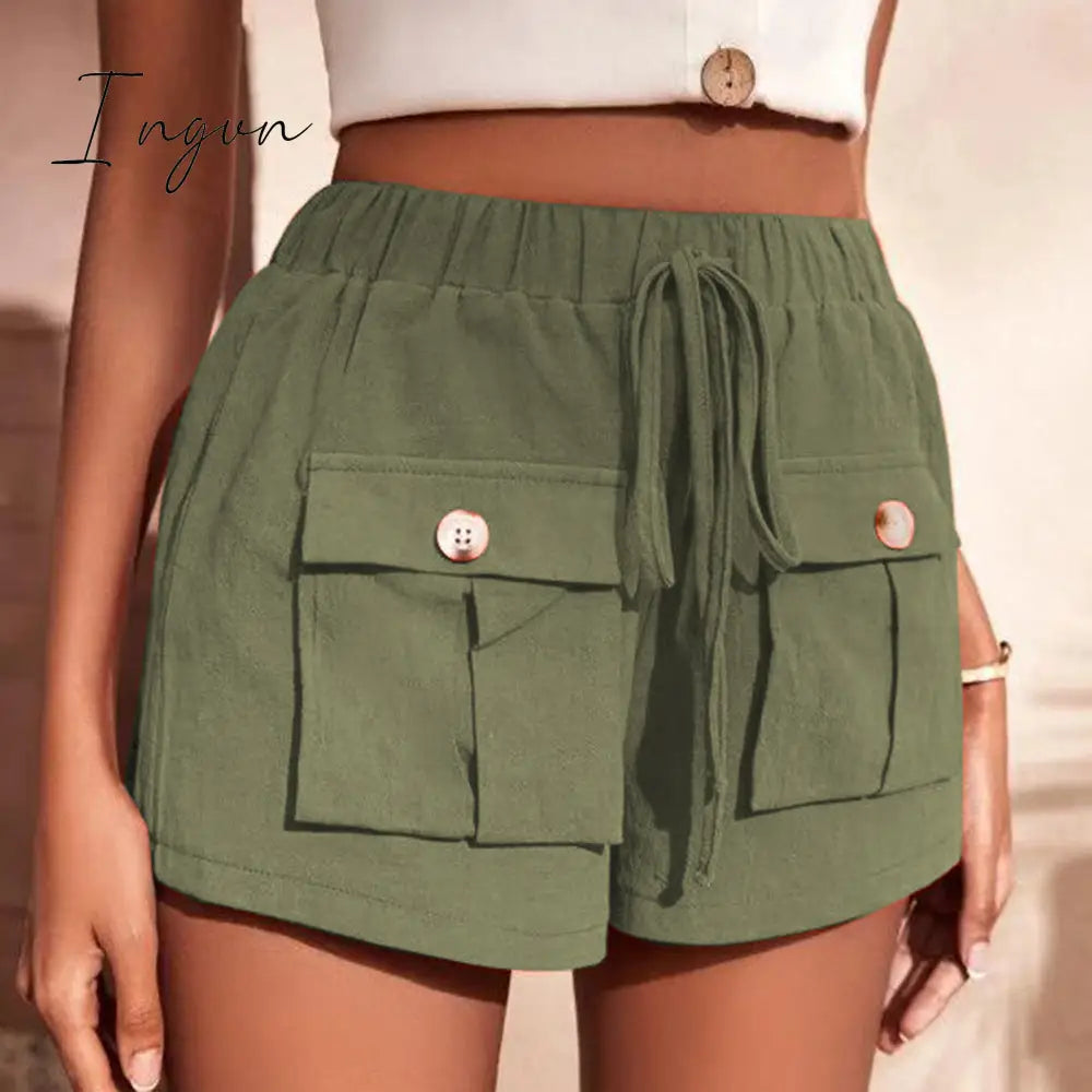 Ingvn - Tie Waist Cargo Shorts