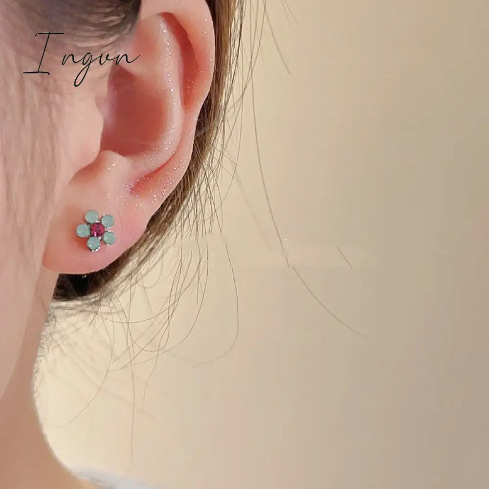 5Pcs/Set Stainless Steel Aesthetic Flower Zircon Crystal Hoop Earrings For Women Egirl New Y2K