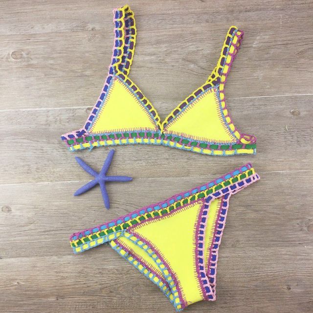 Voguable Crochet Swimsuit Bikinis Women's Swimming Suit Sexy Bandage Brazilian Bikini  Swimwear Women Bathing Suit Biquini