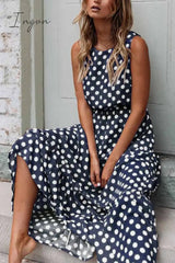 Ingvn - Polka Dot Round Neck Dress（5 colors）
