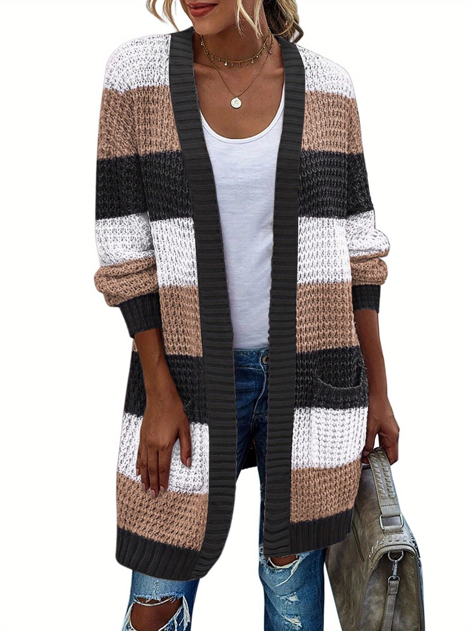 New Season Women's Oversized Lantern Sleeve Open Front Chunky Knit Fall Sweater Cardigan with Cozy Outwear Design