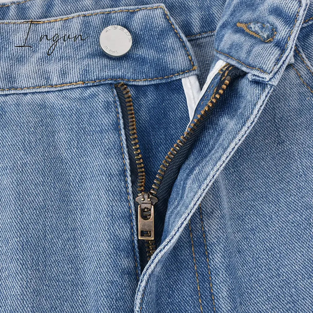 Ingvn - Womens Fashion Denim Skirt Pattern Emboridery Tassel Pocket Zipper Straight Hot Women Bottoms Holiday Vocation Casual Wear Y2k Clothes