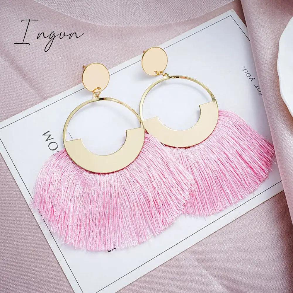 Ingvn - Korean Style Dangle Drop Earrings For Women Pink Color Arcylic Geometric Cute Pendant Earrings 2023 Trend Brincos Jewelry Gifts