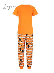 Ingvn - Women's Pajamas Sets Animal Letter Simple Casual Comfort Home Christmas Halloween Polyester Breathable Crew Neck Short Sleeve T shirt Tee Pant Summer Fall Black White