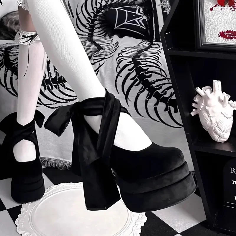 Ingvn  Platform Women Mary Jane Shoes Ladies Fashion Cross-tied Thick High Heel Footwear Women's Elegant Dress Pumps Shoes