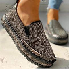 Ingvn - Women Casual Fashion Rhinestone Slip-on Sneakers