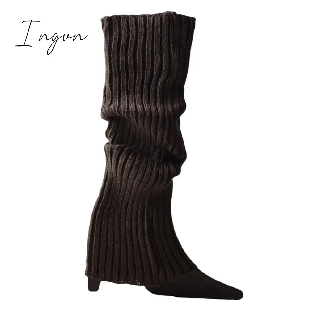Ingvn - Lolita Leg Warmers Women Warm Winter Knit Foot Cover Crochet Knee Socks Warm Boot Cuffs Beenwarmers Japanese Long Socks