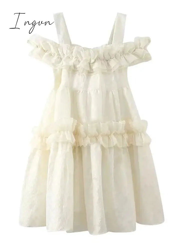Ingvn - Japanese Lolita Kawaii Mini Dress Women Korea Sweet Suspender Party Mini Dress Female France Elegant Fairy Dress Summer 2023 New