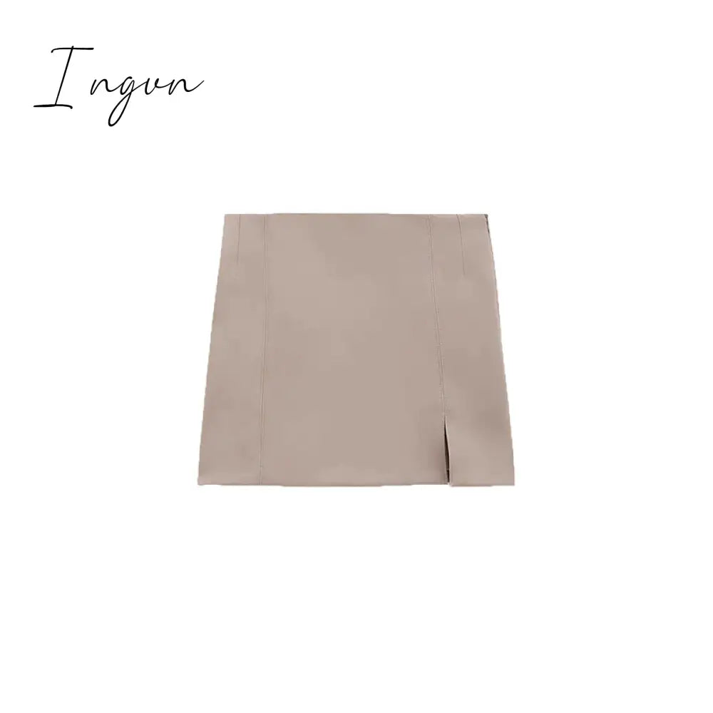 Ingvn - Stylish Elegant Skirt Suits Women Fashion 2 Buttons Cropped Blazer Side Split Mini Skirts Suits Female Chic Sets