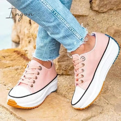 Ingvn - Daily Lace Up Non-Slip Platform Sneakers