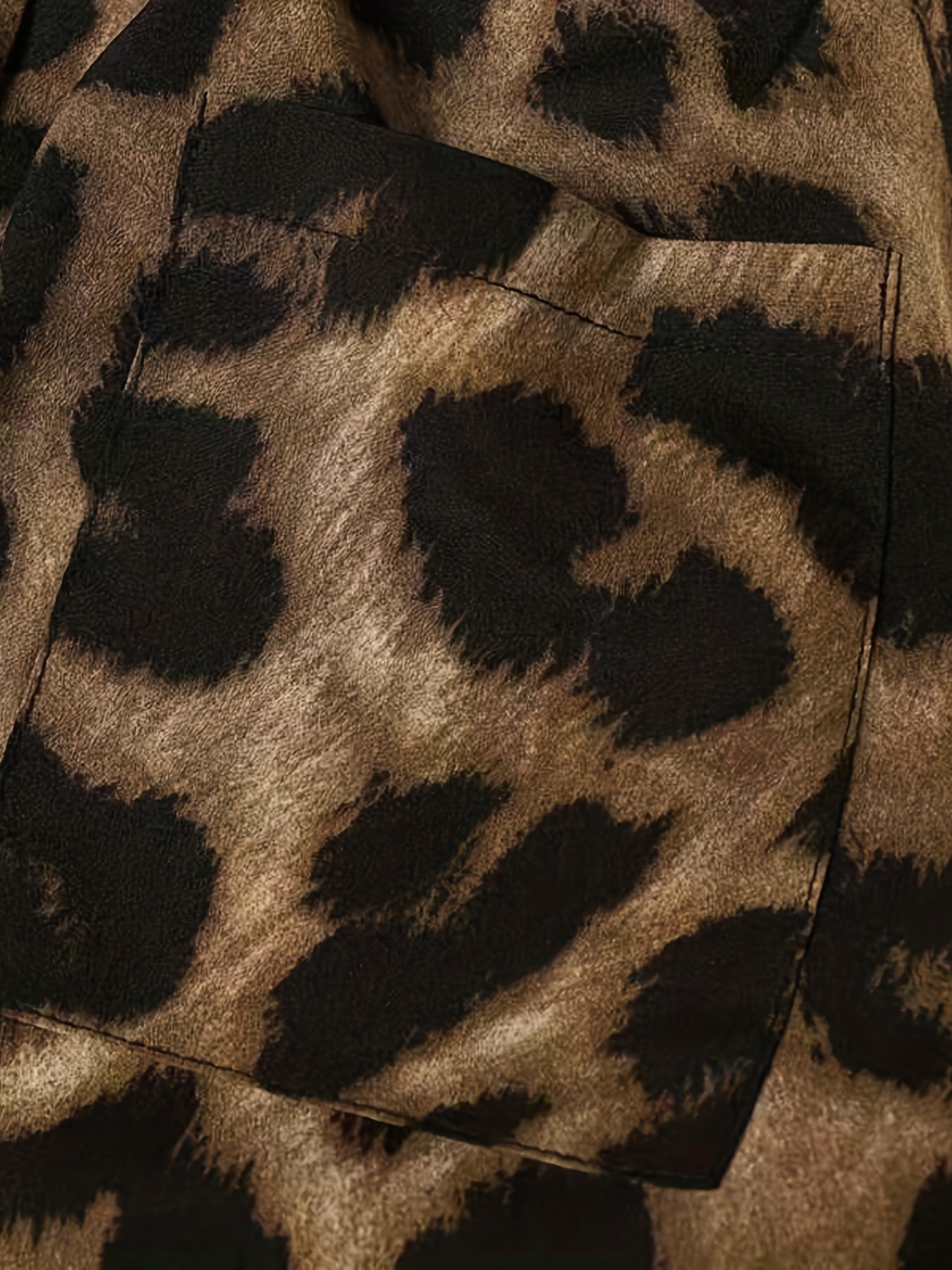 Two-piece Set, Leopard Print Button Front Long Sleeve Shirt & Wide Leg Pants Outfits, Women's Casual Clothing