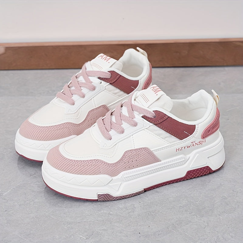 Women's Casual Platform Sneakers, Versatile Lace Up Outdoor Shoes, Comfortable Low Top Skate Shoes plus size