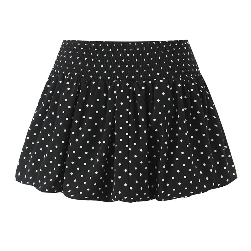 American Retro Elastic Waist Polka Dot Mini Skirt Women Holiday Summer Short Bud Skirts Y2K New