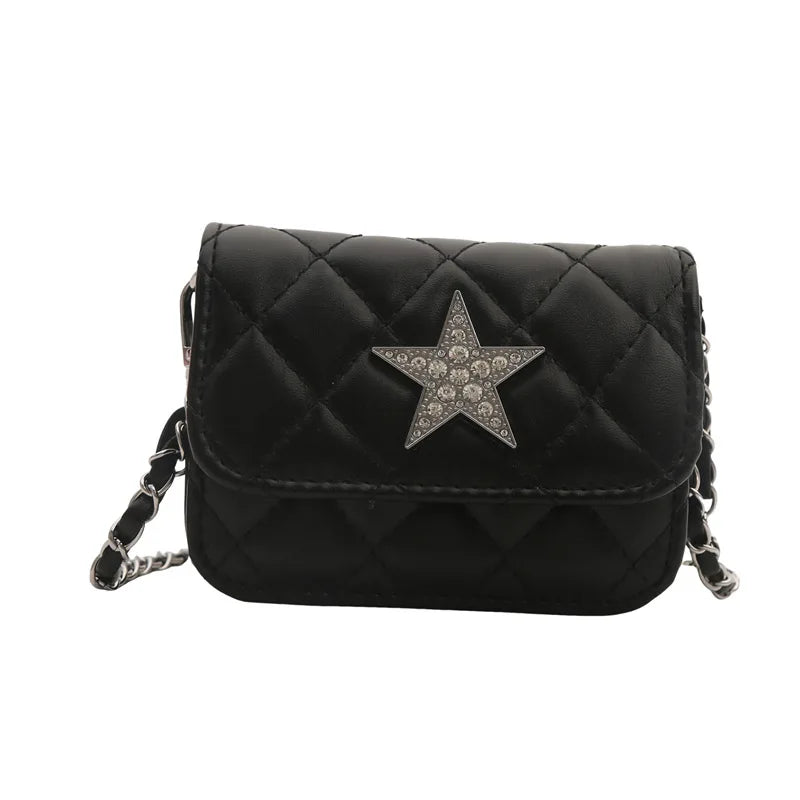Ingvn  Fashion Star Women's Small Square Shoulder Bag Sewing Thread Female Crossbody Bags Simple Chain Ladies Retro Tote Purse Handbags