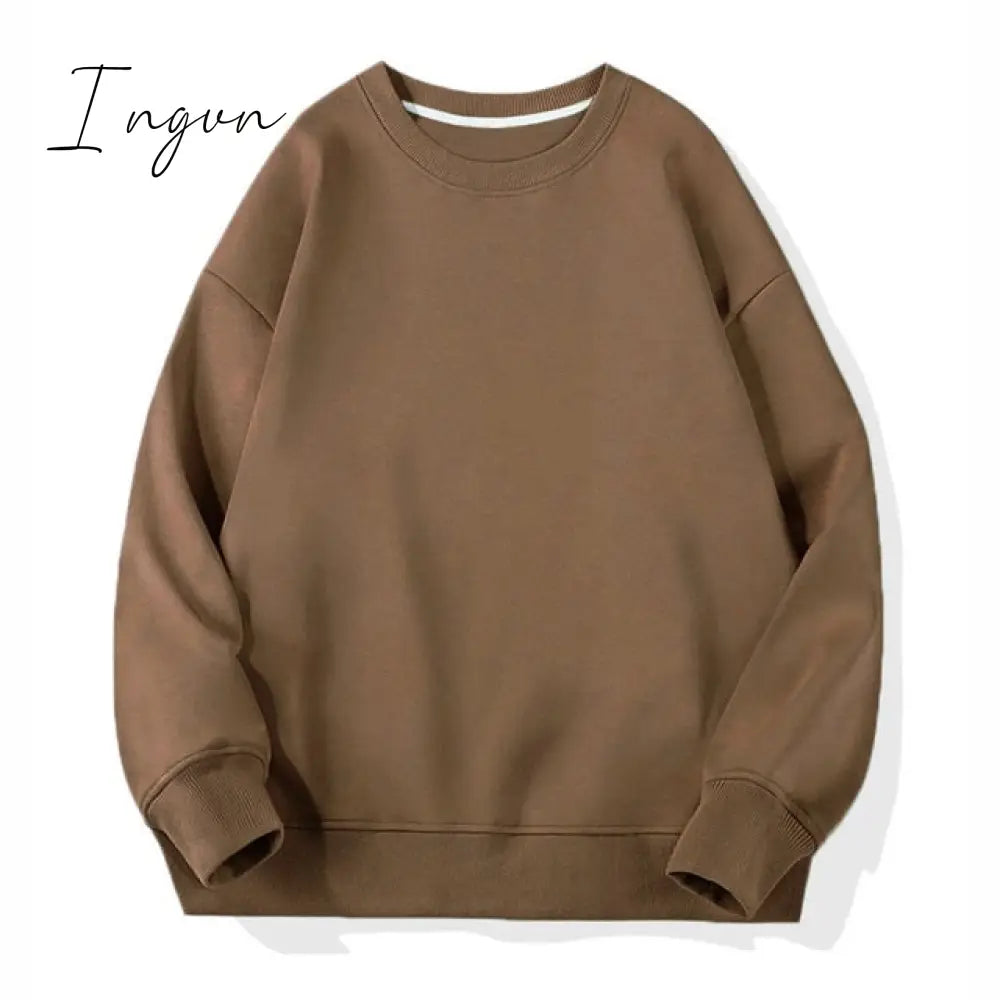 Ingvn - Women Unisex Couple Fleece 100% Cotton Suits 2 Pieces Sets Casual Tracksuit Hoodies Sweatshirt Pants Plus Size