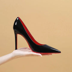Red Bottom Black High Heels Women's Thin Heel Sexy Night Game Spring and Autumn New Bed Patent Leather Pure Desire Style Single Shoes