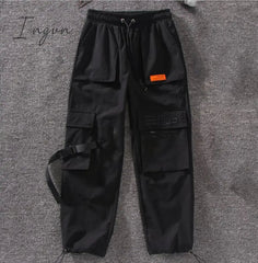 Ingvn - Women Fashion Spring  Autumn Streetwear embroidery Cargo Pants Women Harajuku BF Loose Big Pocket Hearm Pants High Waist Loose Female Trousers