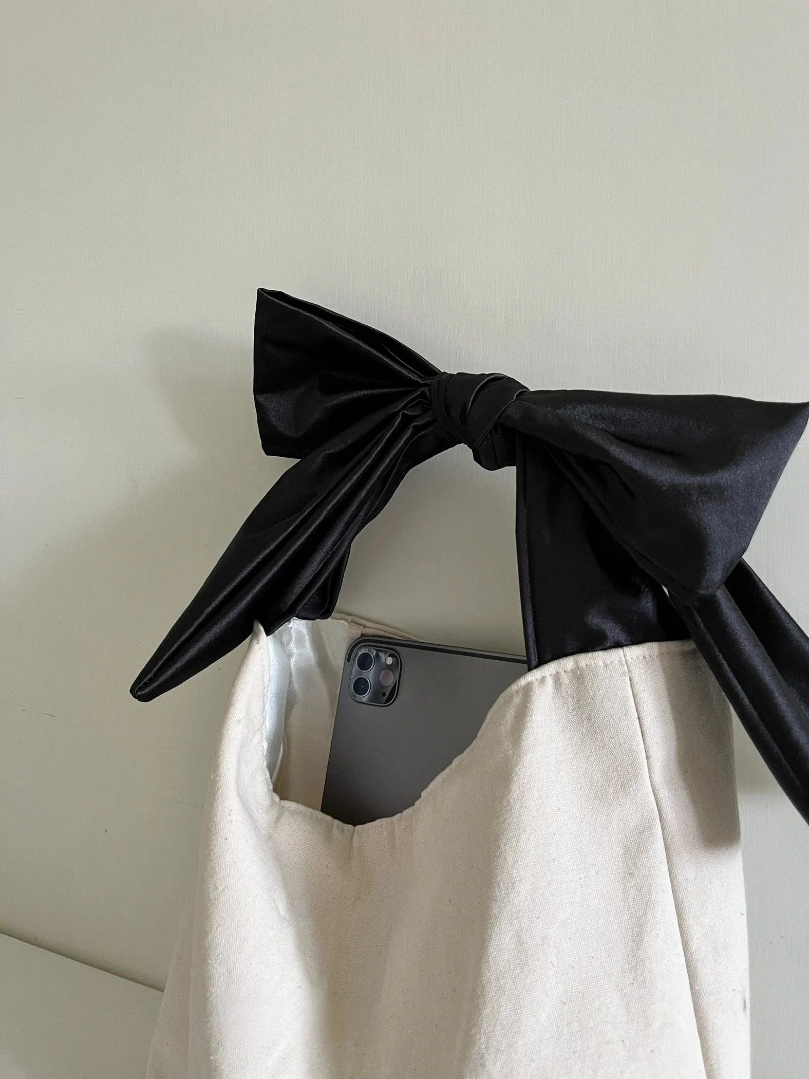 INGVN  Korean Sweet Y2k Fashion Shoulder Underarm Bag Casual Canvas Simple Clutches Trendy Chic All Match Bow Design Purse and Handbags