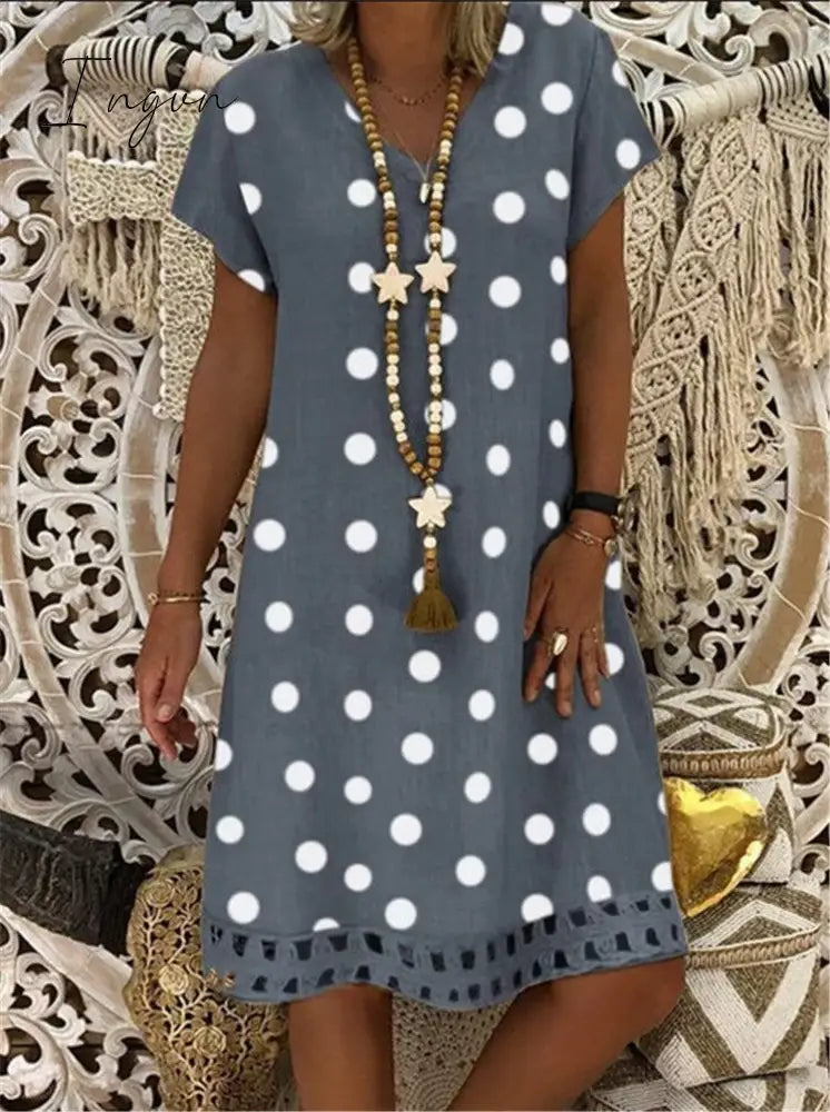 Ingvn - new plus size s-5xl dress cotton linen women dresses casual loose lady linen dress summer women linen clothes