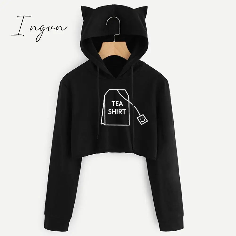 Ingvn - Winter Autumn Letter Print Women Hoodies Crop Sweatshirts Harajuku Best Friends Tv Crop Top Hoodie Long Sleeve Pullovers