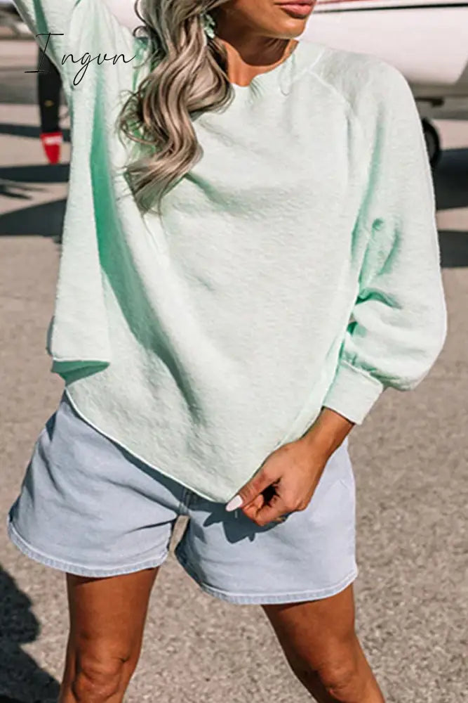 Ingvn - Casual Solid O Neck Tops