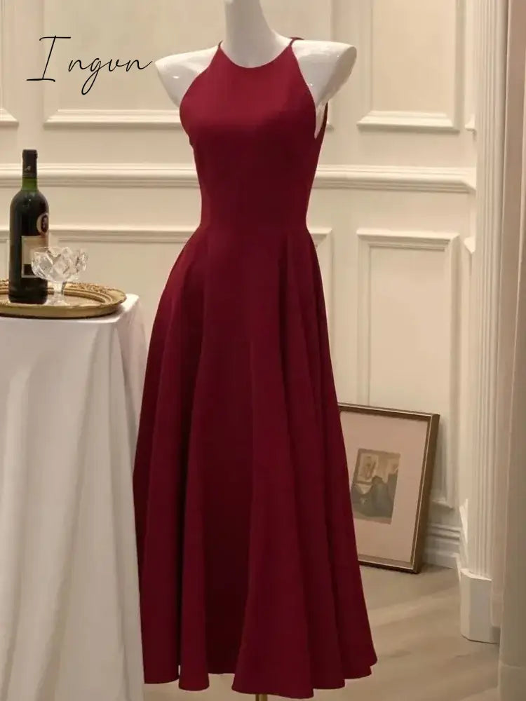Fashion New Women Elegant Casual Midi Party Dress Sleeveless A-Line Solid Chic Birthday Prom Vestidos Female Clothes Robe Mujers