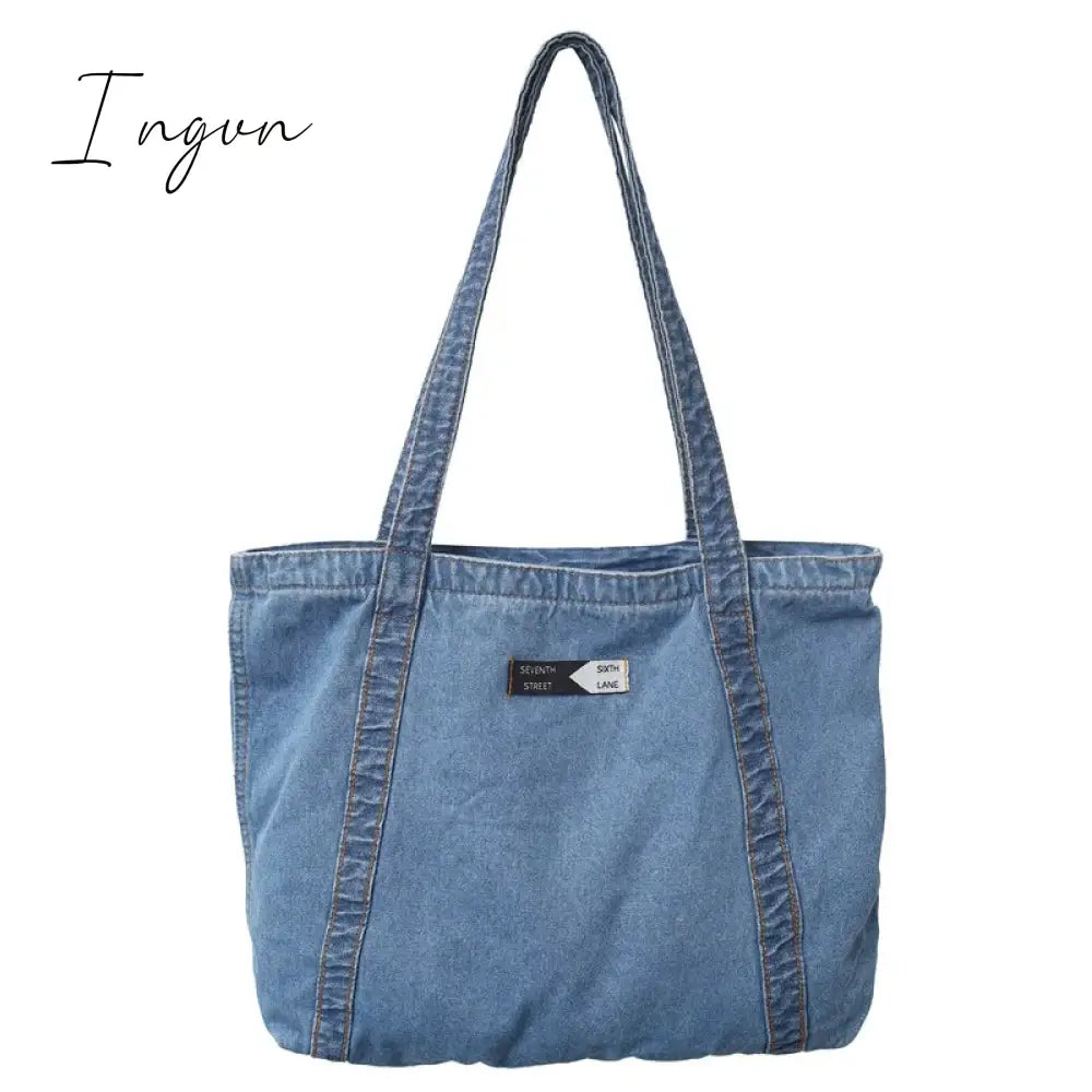 Ingvn - Denim Women's Bag 2024 New Eco Reusable Ladies Handbags Canvas Shopping Travel Shoulder Bags Unisex Jeans Crossbody Bag Shoppers