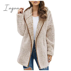Ingvn - 2023 New Fashion Women'S Thick Plush Long Sleeve Jacket Female Winter Coat With Hat And Pocket Female Top Fashion Fall Winter