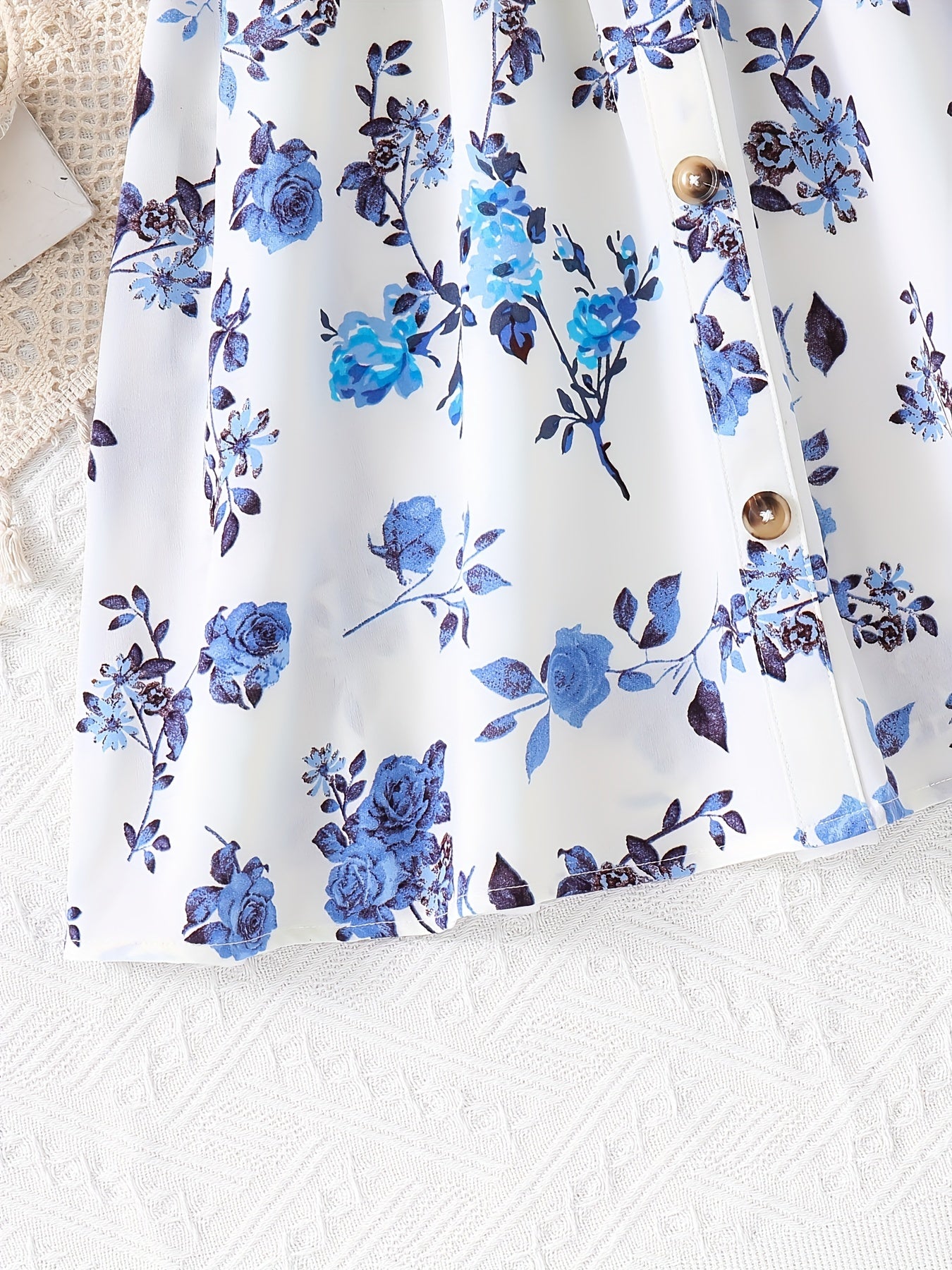 Girls Bow Straps Cami Dress Floral Print Casual Suspender Dress