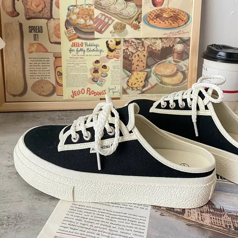 Ingvn  Women's Slippers and Ladies Sandals Rubber Shoes Sneakers Summer  Black Slides Junior Mules Sports Cotton with Heel Platform