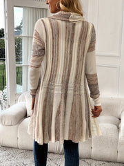 Long Sleeve Color Block Open Front Knitted Cardigan for Spring & Fall, Casual Women's Clothing